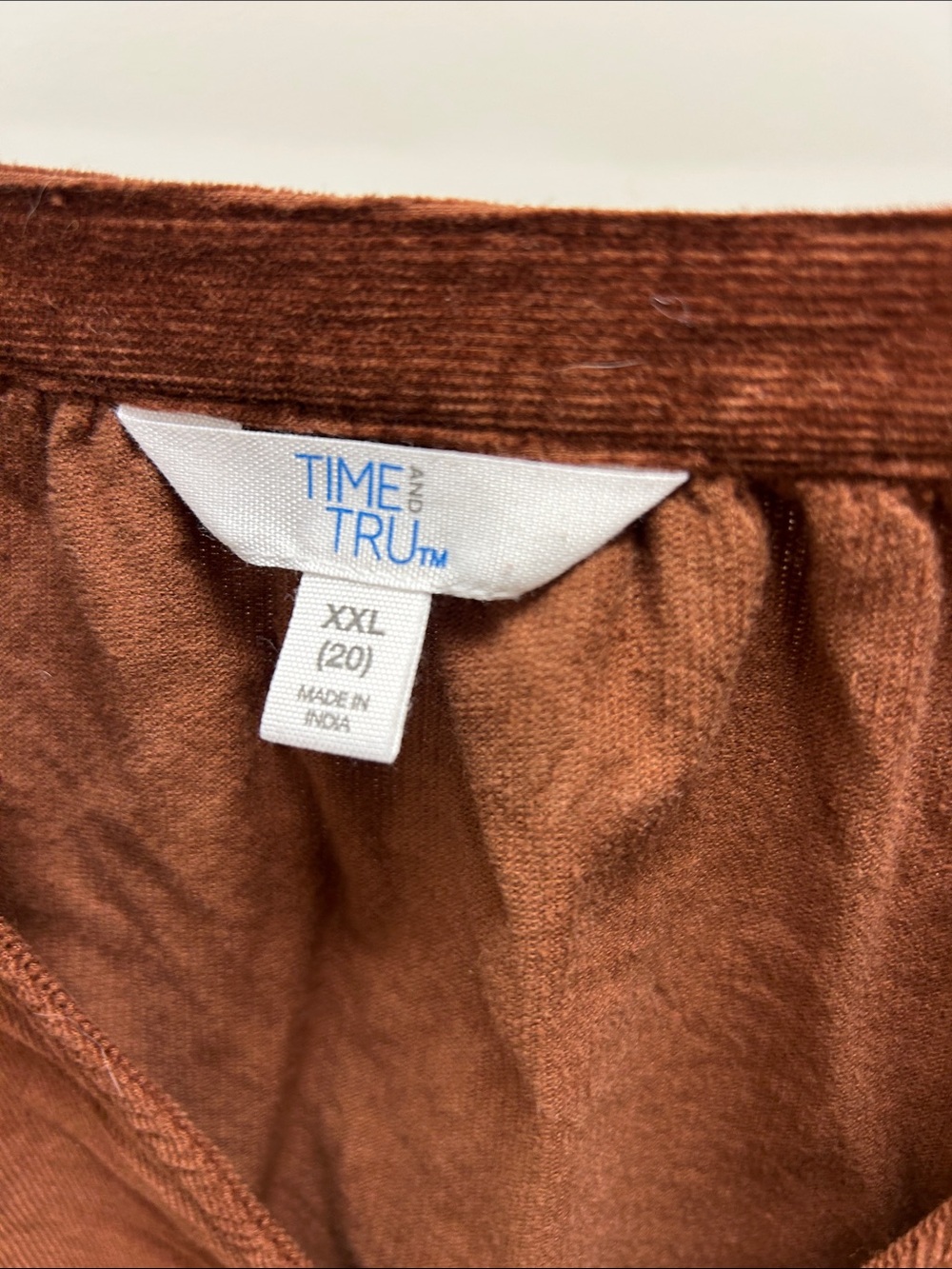 Women's Rust Brown Long Sleeve corduroy Peasant Top image 3